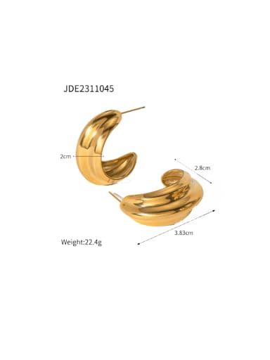 JDE2311045 gold Stainless steel Irregular Hip Hop Stud Earring