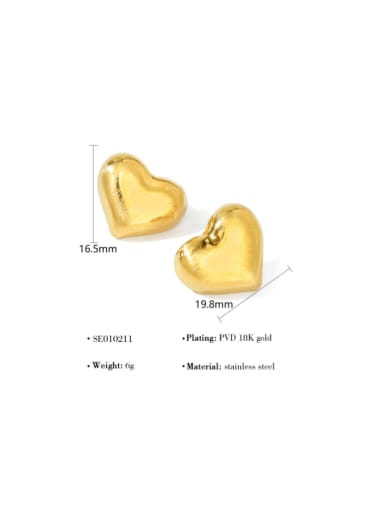 SE010211 Titanium Steel Heart Minimalist Stud Earring