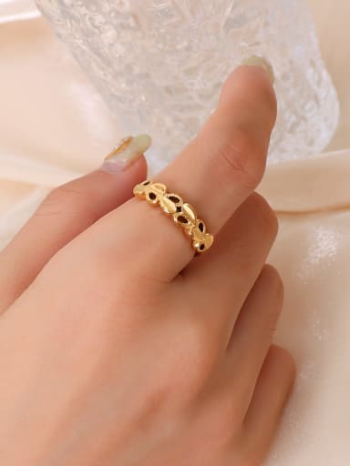 A226 gold ring Titanium Steel Hollow Heart Hip Hop Band Ring