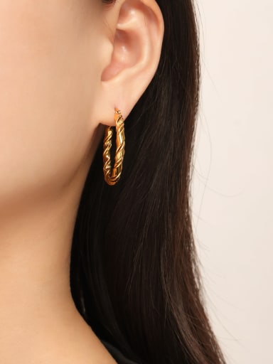F1415 Gold Earrings Titanium Steel Geometric Minimalist Hoop Earring