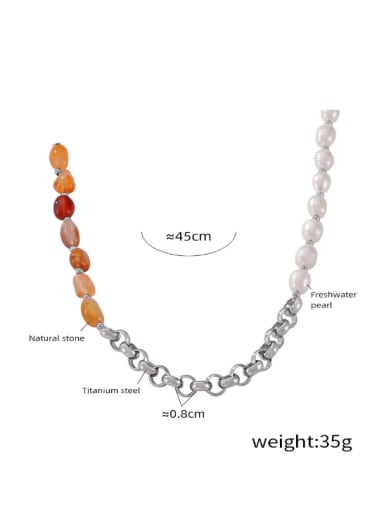 Titanium Steel Imitation Pearl Irregular Minimalist Asymmetrical Chain Necklace