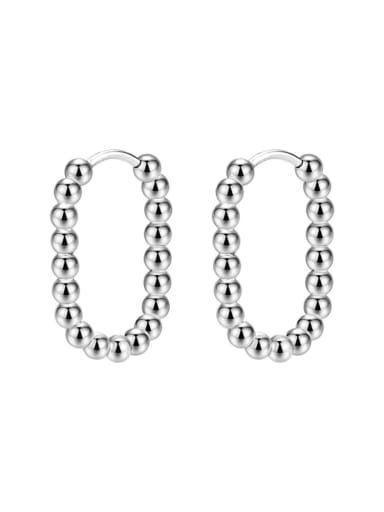 Steel Ball Elliptical Steel Color (Pair) Titanium Steel Geometric Trend Hoop Earring