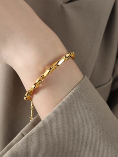 E511 Gold Bracelet 15 +5cm Titanium Steel Trend Geometric Bracelet and Necklace Set