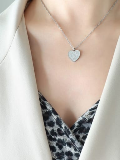 P566 Steel Heart Necklace 40 +5cm Titanium Steel Heart Trend Necklace