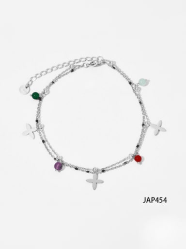 Steel ankle chain JAP454 Stainless steel Natural Stone Minimalist Cross  Bracelet and Necklace Set