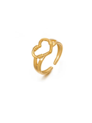 Golden Ring Stainless steel Hollow Heart Hip Hop Band Ring