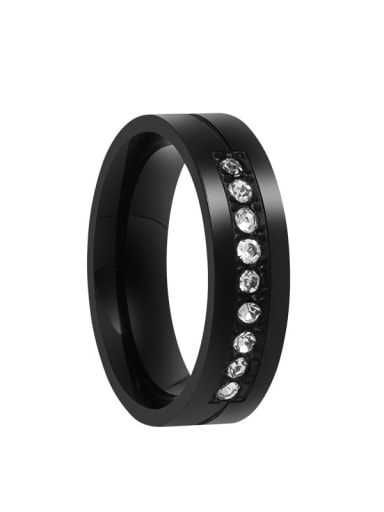 Black with diamond Stainless steel Rhinestone Geometric Minimalist Band Ring