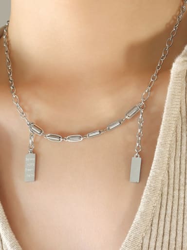 P824 steel necklace 42+ 5cm Titanium Steel Irregular Minimalist Necklace