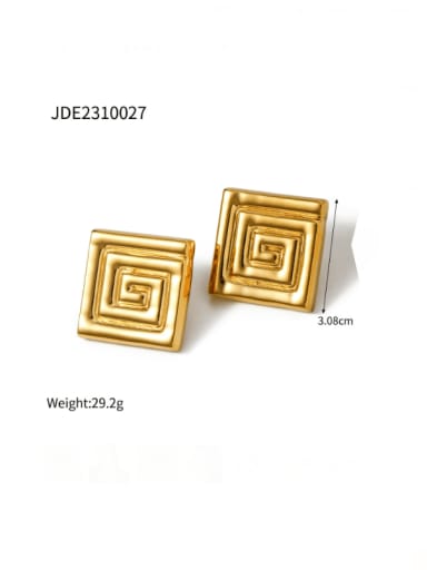 JDE2310027 gold Stainless steel Geometric Hip Hop Stud Earring