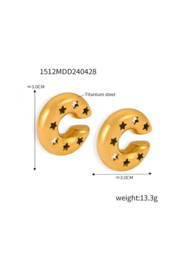 F1512 Gold Cross Earrings Titanium Steel Enamel Pentagram Hip Hop Stud Earring
