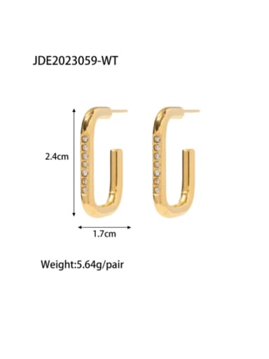 JDE2023059 WT Stainless steel Cubic Zirconia Geometric Vintage Stud Earring