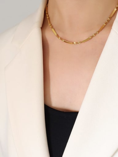 P1167 gold necklace 40 +5cm Trend Geometric Titanium Steel Bracelet and Necklace Set
