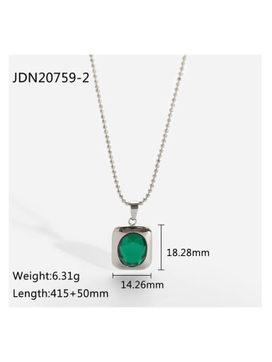JDN20759 2 Stainless steel Emerald Green Rectangle Trend Necklace