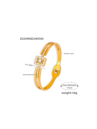 Z020 Gold Bracelet Titanium Steel Cubic Zirconia Geometric Minimalist Band Bangle