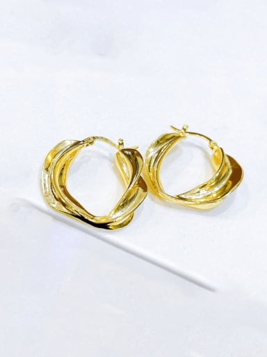 H00883 Gold Brass Geometric Vintage Hoop Earring