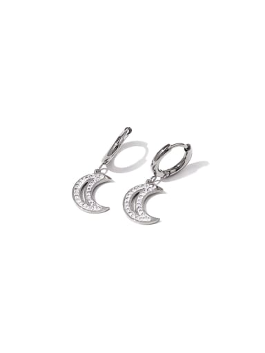Titanium Steel Cubic Zirconia Moon Luxury Stud Earring