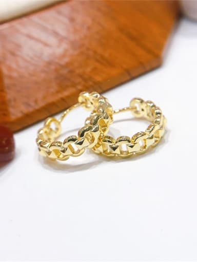 Brass Hollow  Geometric  Chain  Vintage Huggie Earring