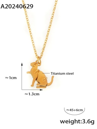 P1857 Cat Titanium Steel Dog Cat Cute Necklace
