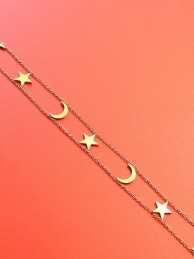 Titanium 316L Stainless Steel Moon Minimalist Multi Strand Necklace with e-coated waterproof