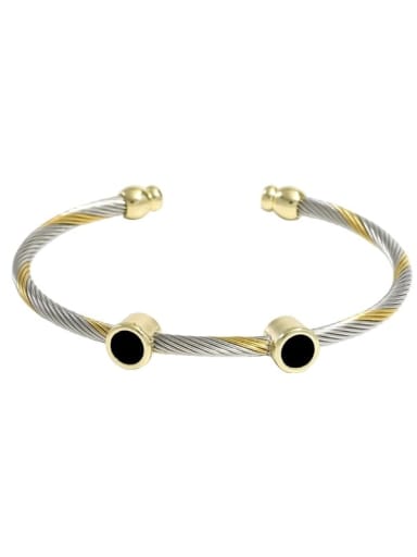 4. black + gold (two perforated circles) Stainless steel Enamel Geometric Vintage Cuff Bangle