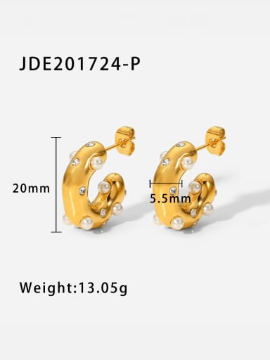 JDE201724 P Stainless steel Rhinestone Geometric Vintage Stud Earring