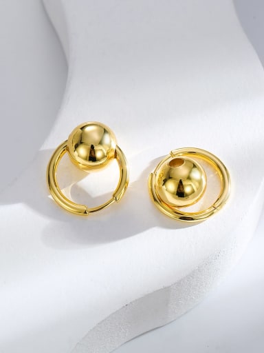 H01363 Gold Brass Geometric Minimalist Stud Earring