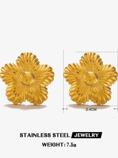 Flower Earrings Gold 1 Stainless steel Imitation Pearl Flower Trend Stud Earring