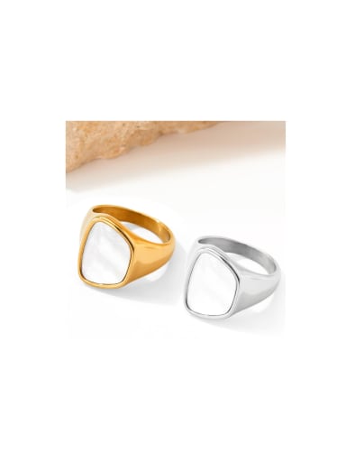 Stainless steel Shell Geometric Trend Band Ring