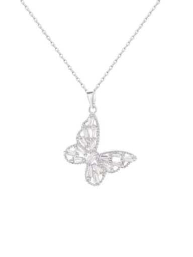 Titanium Steel Cubic Zirconia Butterfly Dainty Necklace