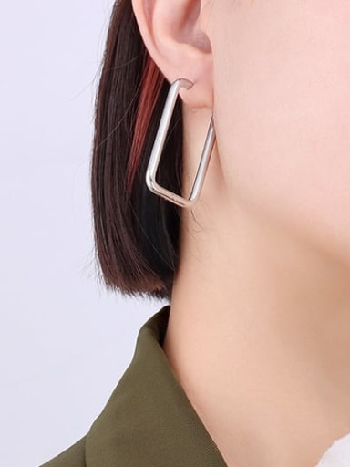 F546 Steel Earrings Titanium Steel Geometric Minimalist Huggie Earring
