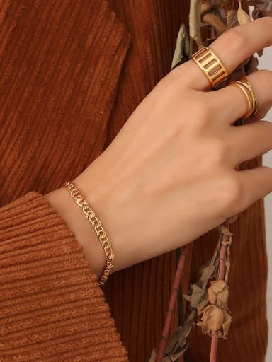 E039 Gold Bracelet Titanium Steel Minimalist Geometric Bracelet and Necklace Set
