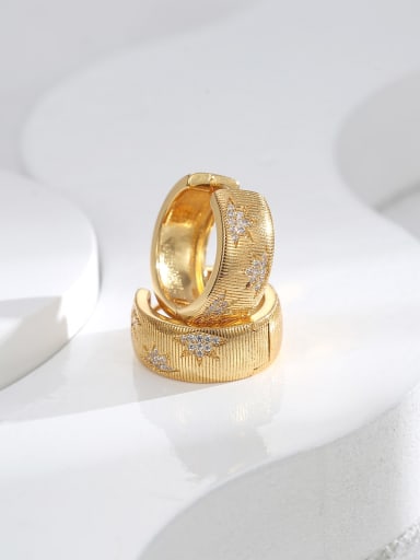 H01478 Gold Brass Cubic Zirconia Geometric Dainty Stud Earring