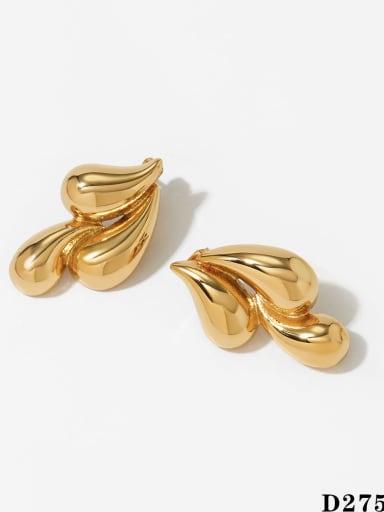 Golden Three Water Drop Earrings D2759 Stainless steel Geometric Trend Stud Earring