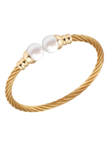 Golden Pearl Bracelet Stainless steel Imitation Pearl Hip Hop Irregular   Ring Earring And Bracelet Set