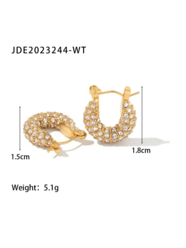 JDE2023244 WT Stainless steel Rhinestone Geometric Vintage Stud Earring
