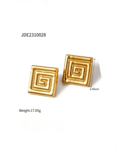 JDE2310028  gold Stainless steel Geometric Hip Hop Stud Earring