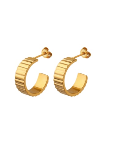 F063 Gold Earrings Titanium Steel Geometric Vintage Stud Earring