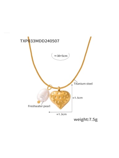 TXP033 Gold Necklace Titanium Steel Imitation Pearl Hip Hop Heart  Earring and Necklace Set