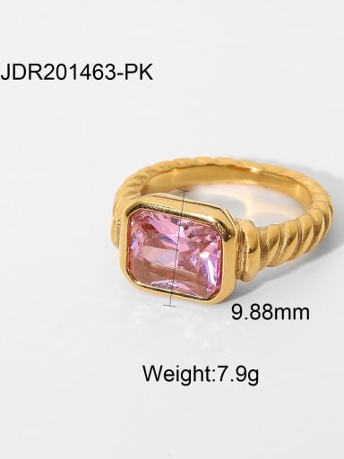 JDR201463 PK 7 Stainless steel Cubic Zirconia Geometric Trend Band Ring