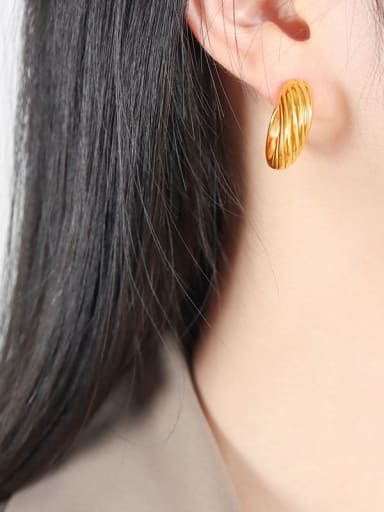 F771 Gold Earrings Titanium Steel Geometric Trend Hoop Earring