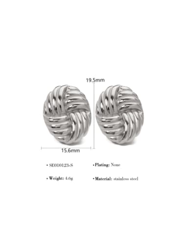 SE010123 S Titanium Steel Woven Texture Round Geometric Hip Hop Stud Earring