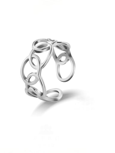 SR22040113S Stainless steel Hollow  Geometric Vintage Band Ring