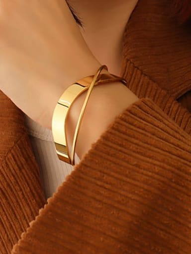 Z195 gold bracelet inner  17cm Titanium Steel Smooth Cross Minimalist Cuff Bangle