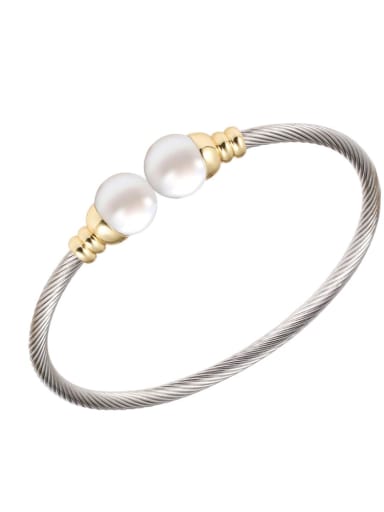 platinum Bracelet Stainless steel Imitation Pearl Hip Hop Irregular Ring Earring And Bracelet Set