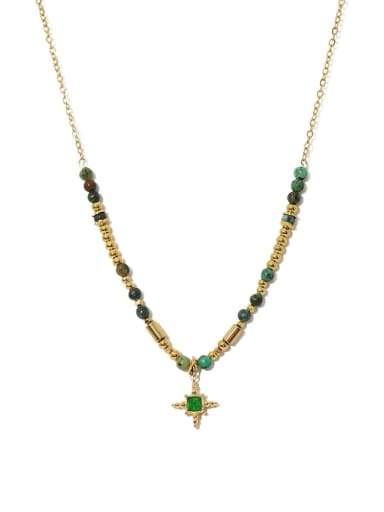 Titanium Steel Turquoise Green Geometric Vintage Necklace