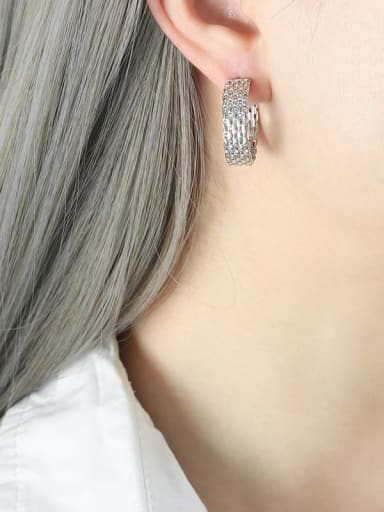 F736 Steel Color Earrings Titanium Steel Geometric Trend Hoop Earring