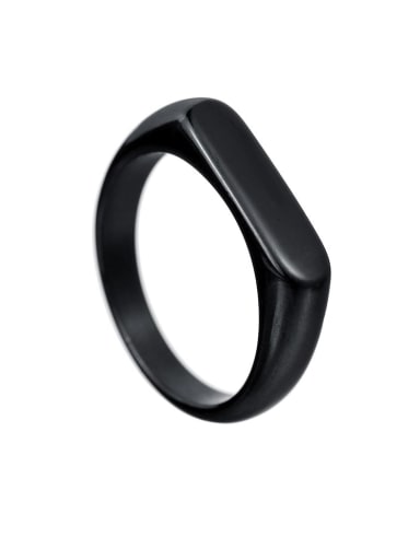 black Titanium Steel Geometric Hip Hop Band Ring