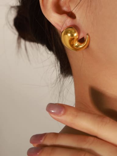 F411 Gold Earrings Titanium Steel Geometric Trend Stud Earring
