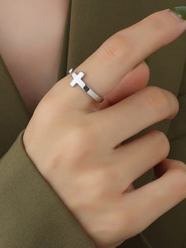 Titanium Steel Cross Minimalist Band Ring
