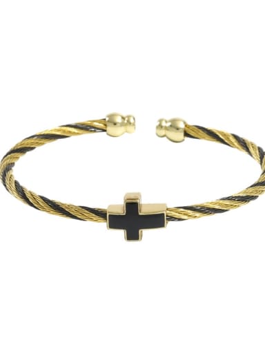 Style 4 (Perforated Cross) Stainless steel Enamel Cross Vintage Cuff Bangle